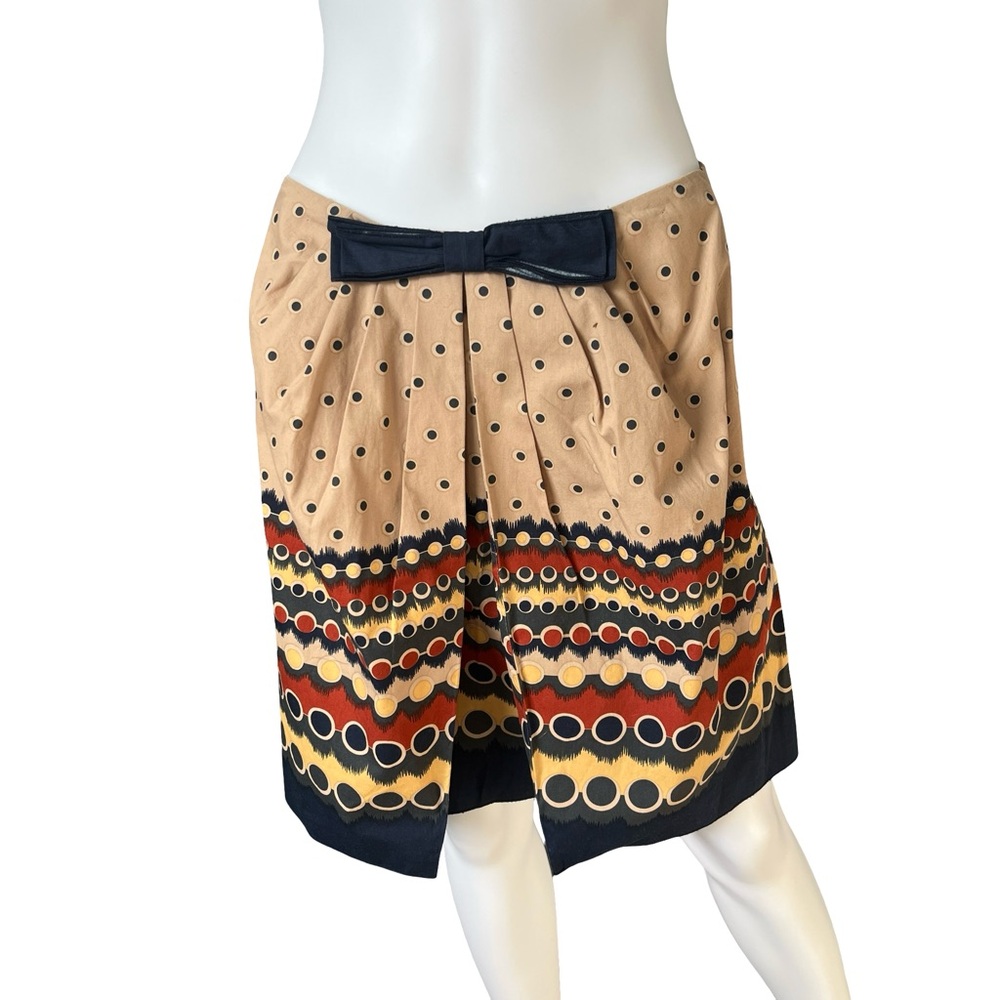 Anna Sui Tan Polka Dot Mini Skirt with Black Bow